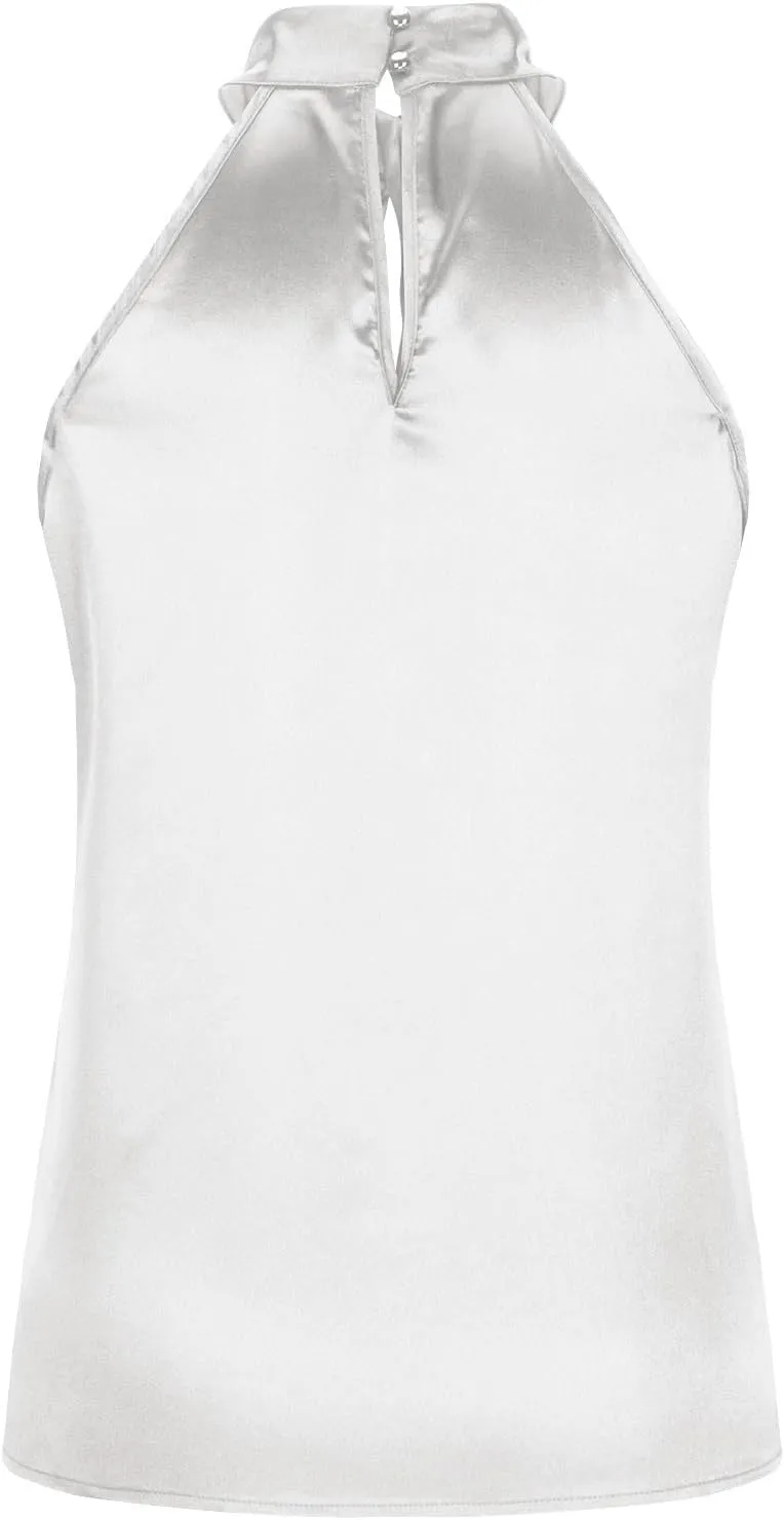 Women's Summer Halter Tops Casual Sleeveless Shirts Keyhole Neck Satin T-Shirts Off Shoulder Tank Tops Camis 2024