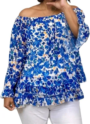 Women's Summer Off Shoulder Tops Ruffled Long Sleeve Boho Floral Print Blouse Shirts Blouses