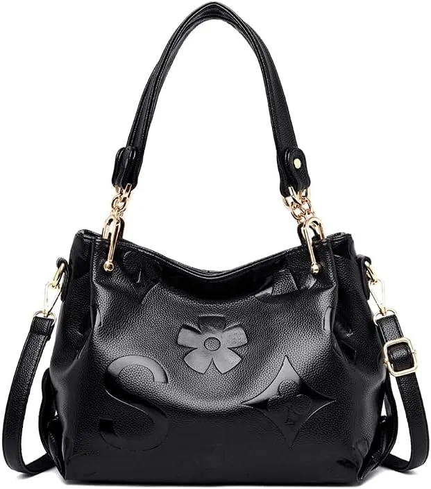 Women's Top-Handle Bag,Floral Embossed Tote Bag Trendy Luxury Crossbody Bag Large Faux Leather Handbag for Work