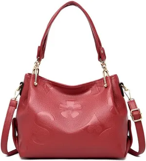Women's Top-Handle Bag,Floral Embossed Tote Bag Trendy Luxury Crossbody Bag Large Faux Leather Handbag for Work