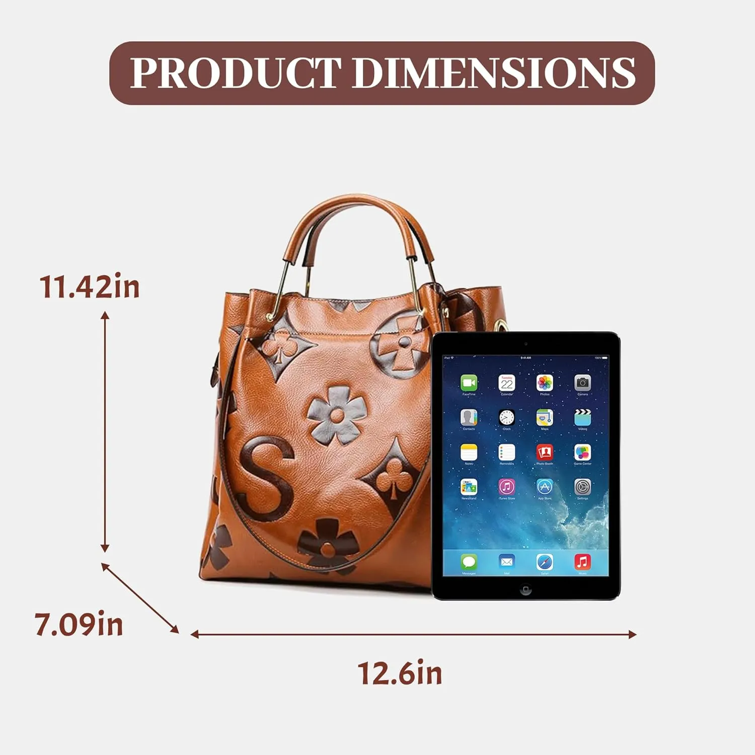 Women's Top Handle Handbags Floral Embossed Tote Bag Vintage Vegan Leather Trendy Bucket Shoulder Satchel Purses