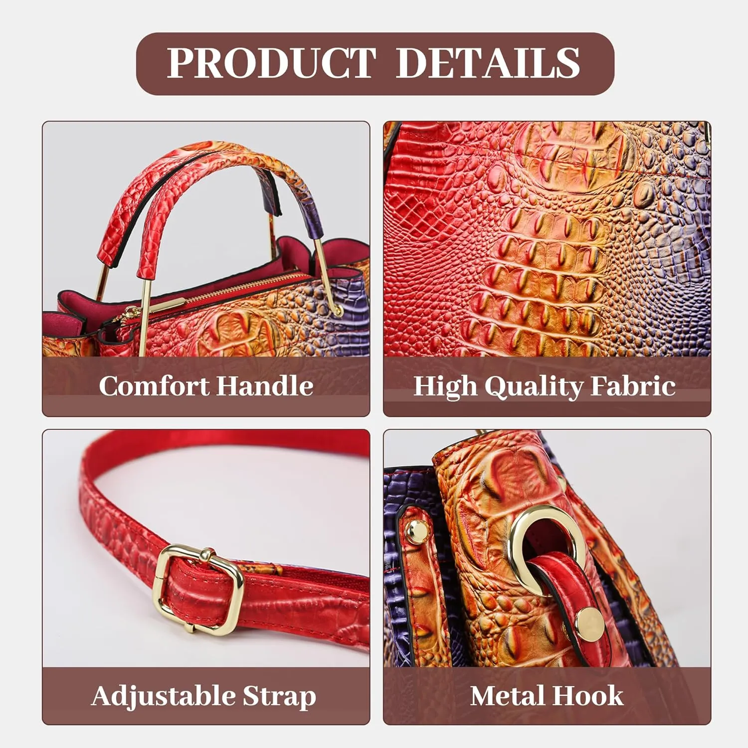 Women's Top Handle Handbags Floral Embossed Tote Bag Vintage Vegan Leather Trendy Bucket Shoulder Satchel Purses