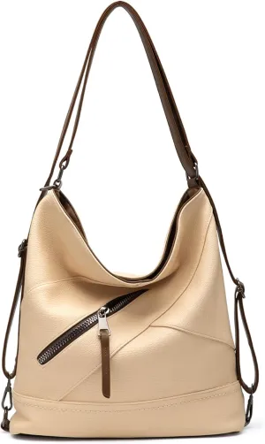 Women's Vegan Leather Handbag, Stylish Shoulder Crossbody Bag with Multiple Pockets, Lightweight Work & Everyday Bag