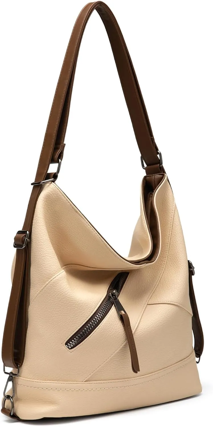 Women's Vegan Leather Handbag, Stylish Shoulder Crossbody Bag with Multiple Pockets, Lightweight Work & Everyday Bag