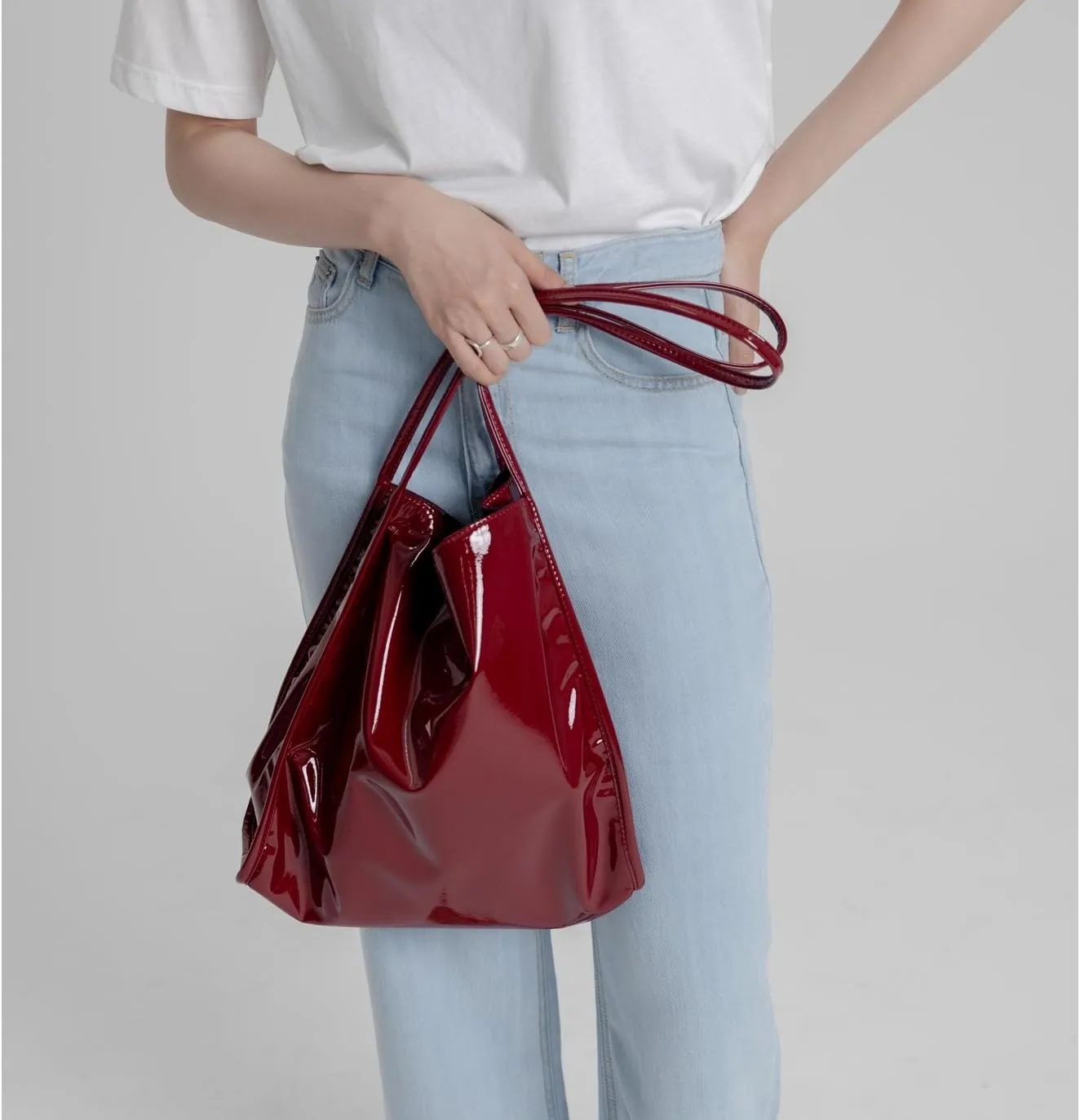 Women's Y2k Bag Patent Leather Purse Red Accessories Hobo Bags Y2k Tote Bag Y2k Accessories