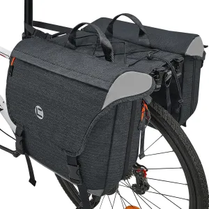 WOTOW Panniers Bike Bags Waterproof - Rear Bike Rack Bag Expandable to 35L, Double Pannier Bicycle Saddle Bag Trunk with Handles, E-bike Accessories for Adult Cycling Travel Cargo Storage (25L-35L)