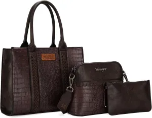 Wrangler 3Pcs Purses for Women Tote Bag Crossbody Handbag Sets with Strap