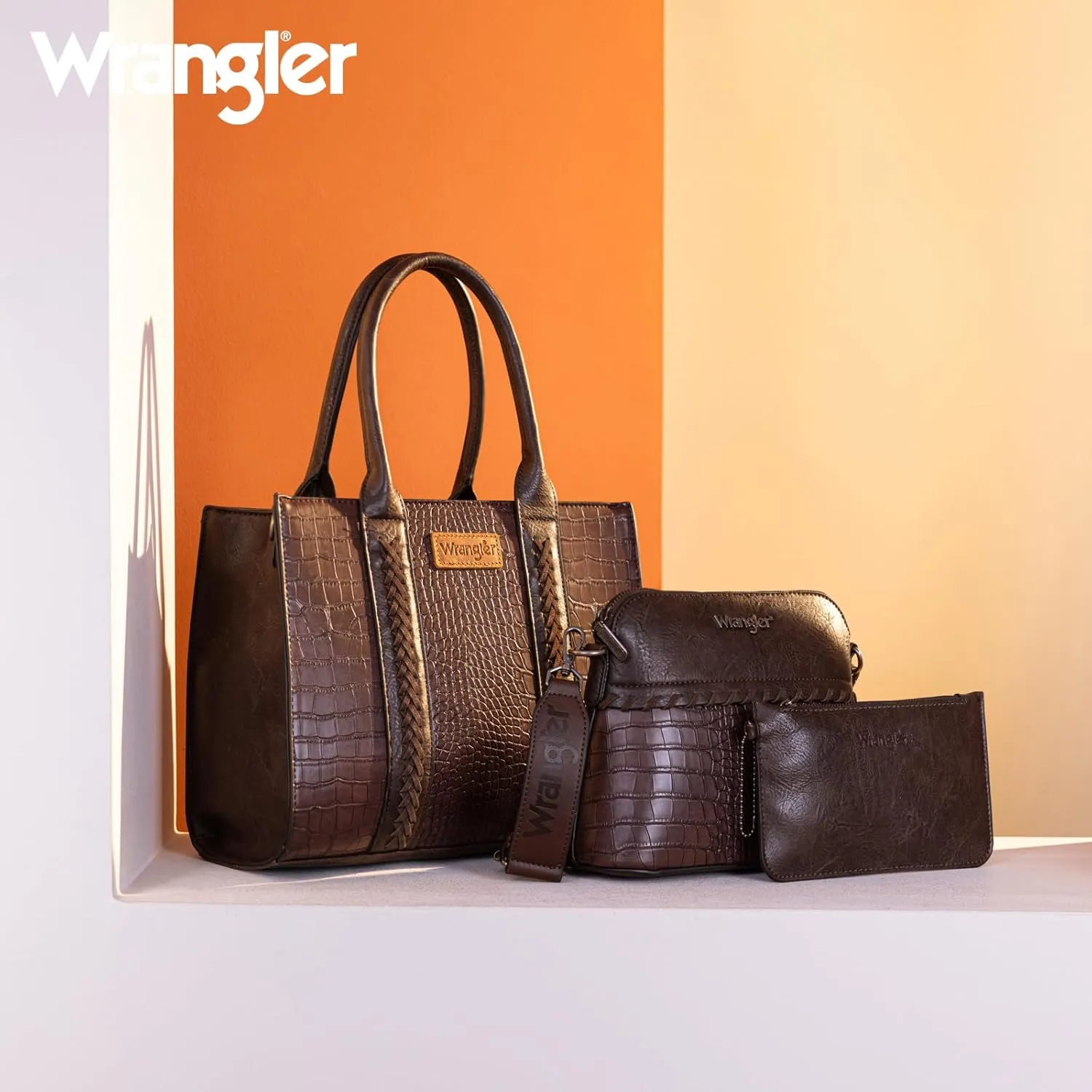 Wrangler 3Pcs Purses for Women Tote Bag Crossbody Handbag Sets with Strap