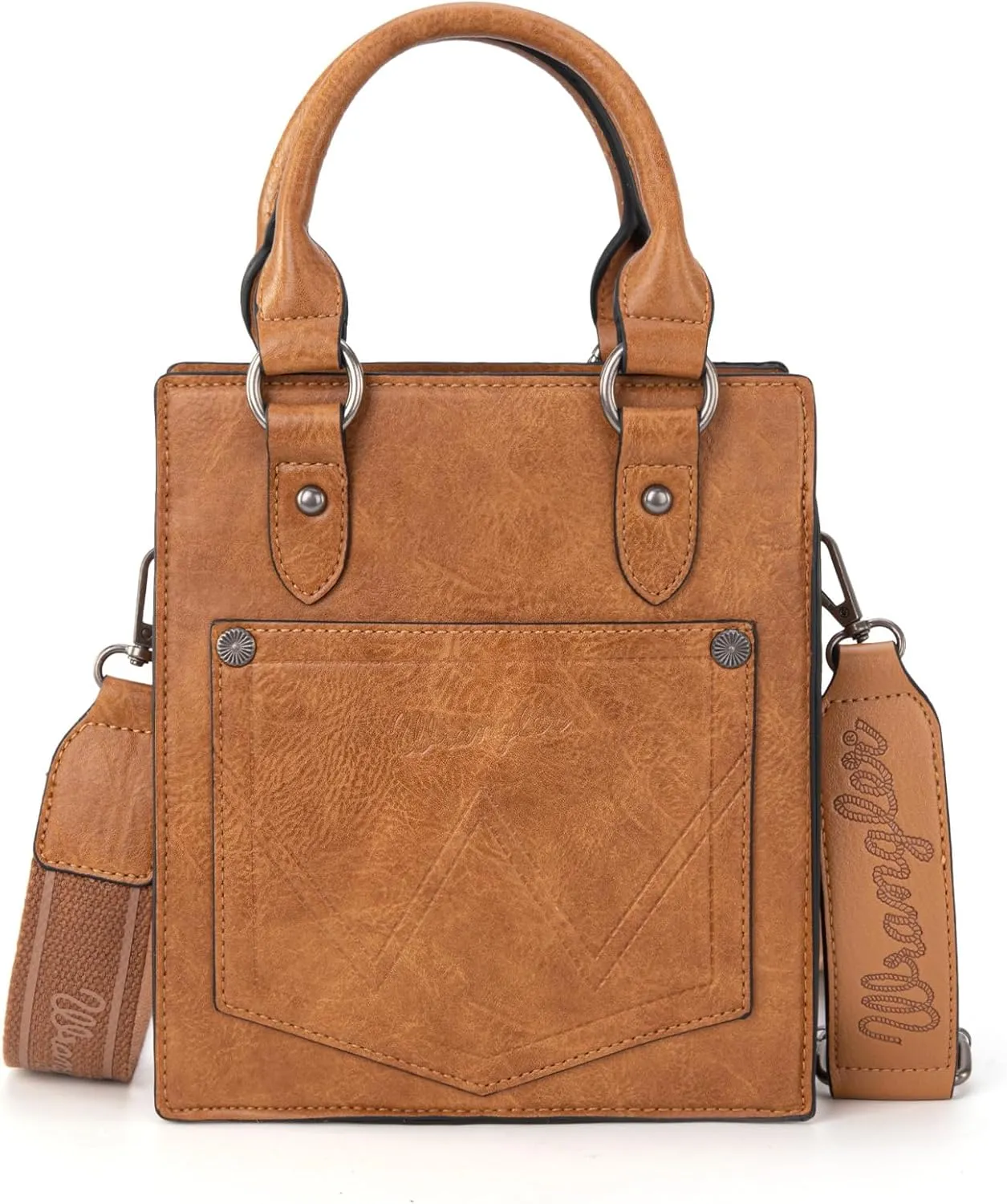Wrangler Small Crossbody Bag for Women Tooling Top Handle Handbags and Mini Tote Bag