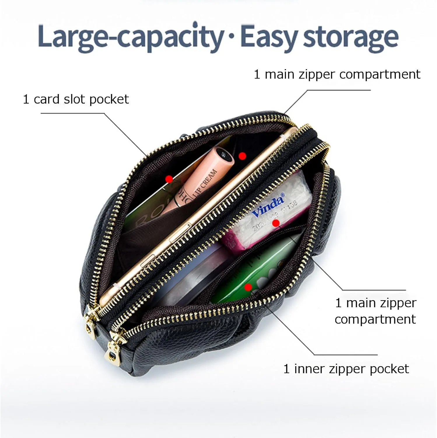 Wristlet Wallets for Women Genuine Leather Wristlet Purses Ladies Ruched Wristlet Clutch Wallet Purses
