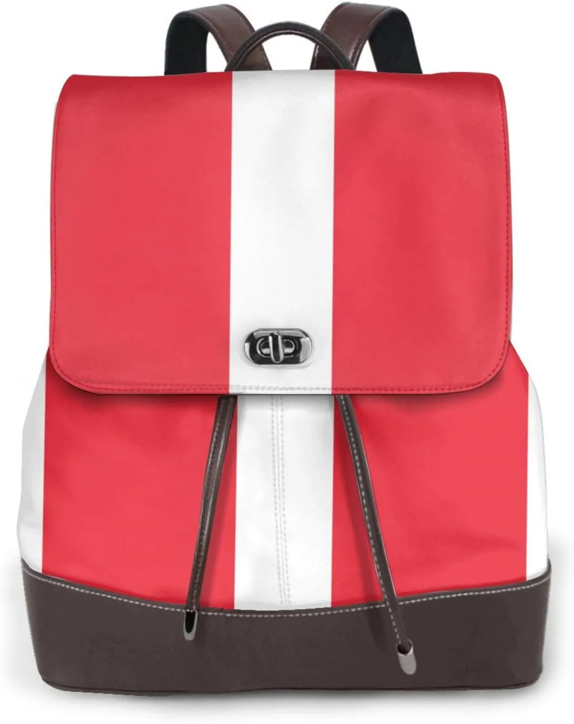WURTON Austrian Flag Print Elegant Backpack For Women â€“ Chic Backpack Handbag Leather Travel Shoulder Backpack