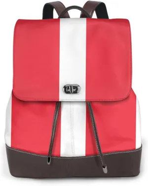 WURTON Austrian Flag Print Elegant Backpack For Women â€“ Chic Backpack Handbag Leather Travel Shoulder Backpack