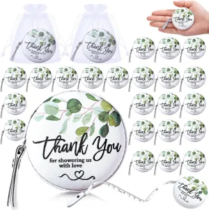 XunYee 30 Sets Wedding Eucalyptus Measure Tape for Guests Mini Retractable Measuring Tape Wedding Favors 1.5 Meter Soft Body Ruler with Gift Bags for Bridal Shower Party Souvenirs