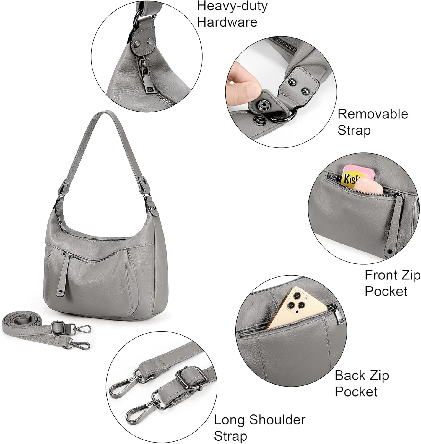 YALUXE Genuine Cowhide Leather Shoulder Bag Convertible Handbag Purse for Women