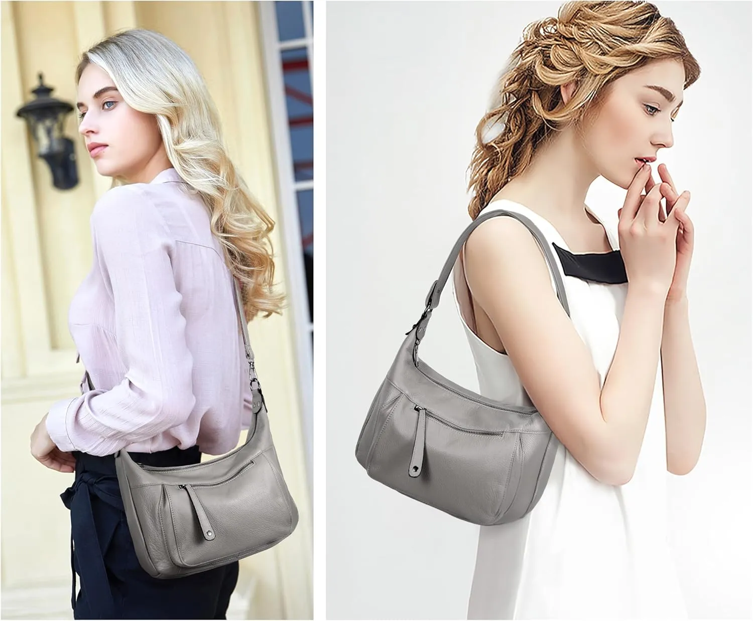 YALUXE Genuine Cowhide Leather Shoulder Bag Convertible Handbag Purse for Women