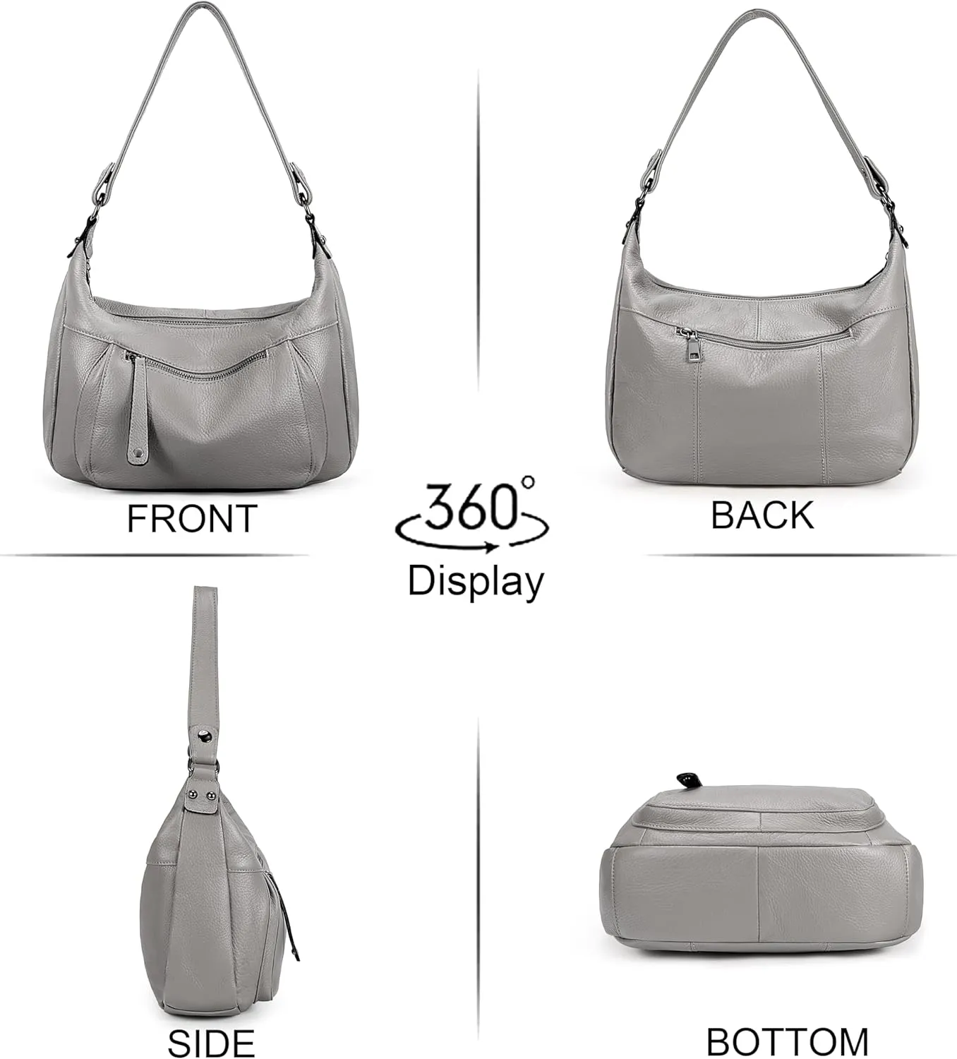 YALUXE Genuine Cowhide Leather Shoulder Bag Convertible Handbag Purse for Women