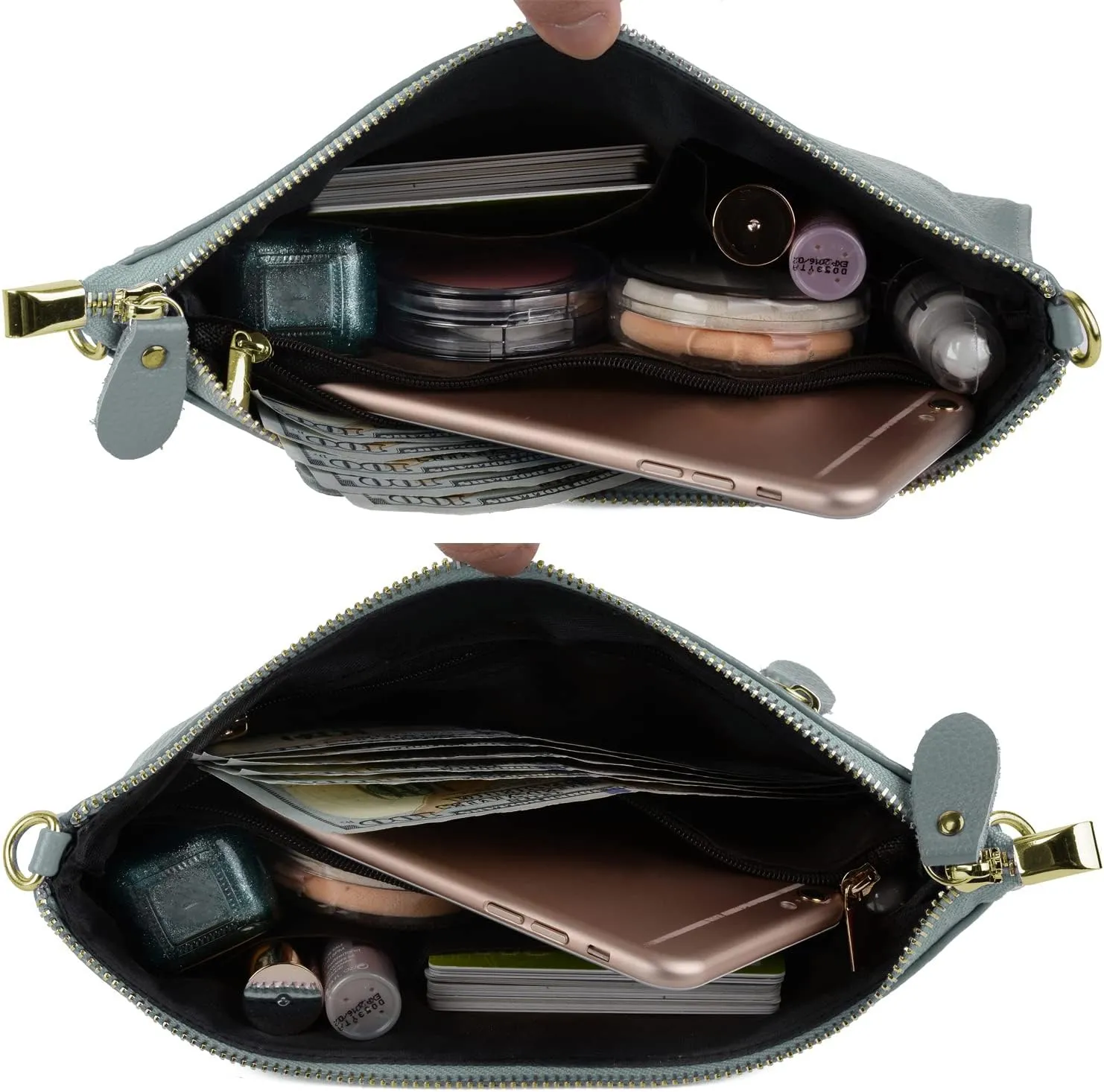 YALUXE Genuine Leather Wristlet Handbags Purses Cell Phone Pocket Clutch Wallet Crossbody Bags for Women