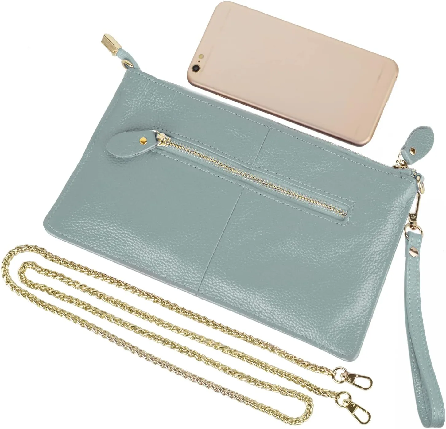 YALUXE Genuine Leather Wristlet Handbags Purses Cell Phone Pocket Clutch Wallet Crossbody Bags for Women
