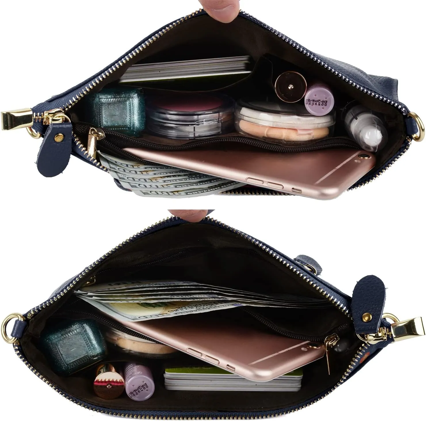 YALUXE Genuine Leather Wristlet Handbags Purses Cell Phone Pocket Clutch Wallet Crossbody Bags for Women