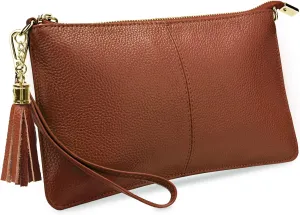 YALUXE Genuine Leather Wristlet Handbags Purses Cell Phone Pocket Clutch Wallet Crossbody Bags for Women