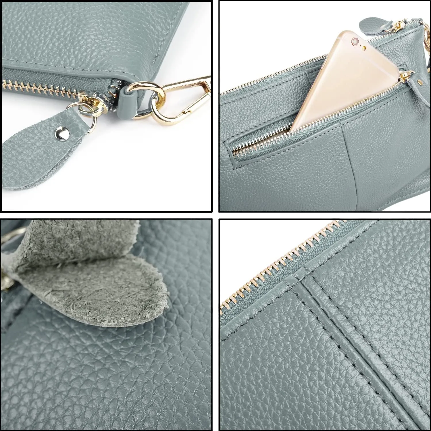 YALUXE Genuine Leather Wristlet Handbags Purses Cell Phone Pocket Clutch Wallet Crossbody Bags for Women