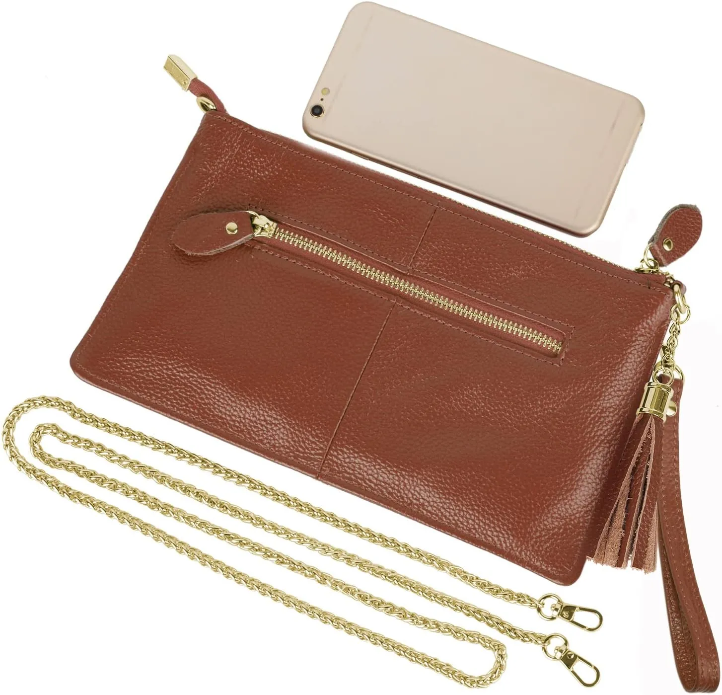 YALUXE Genuine Leather Wristlet Handbags Purses Cell Phone Pocket Clutch Wallet Crossbody Bags for Women