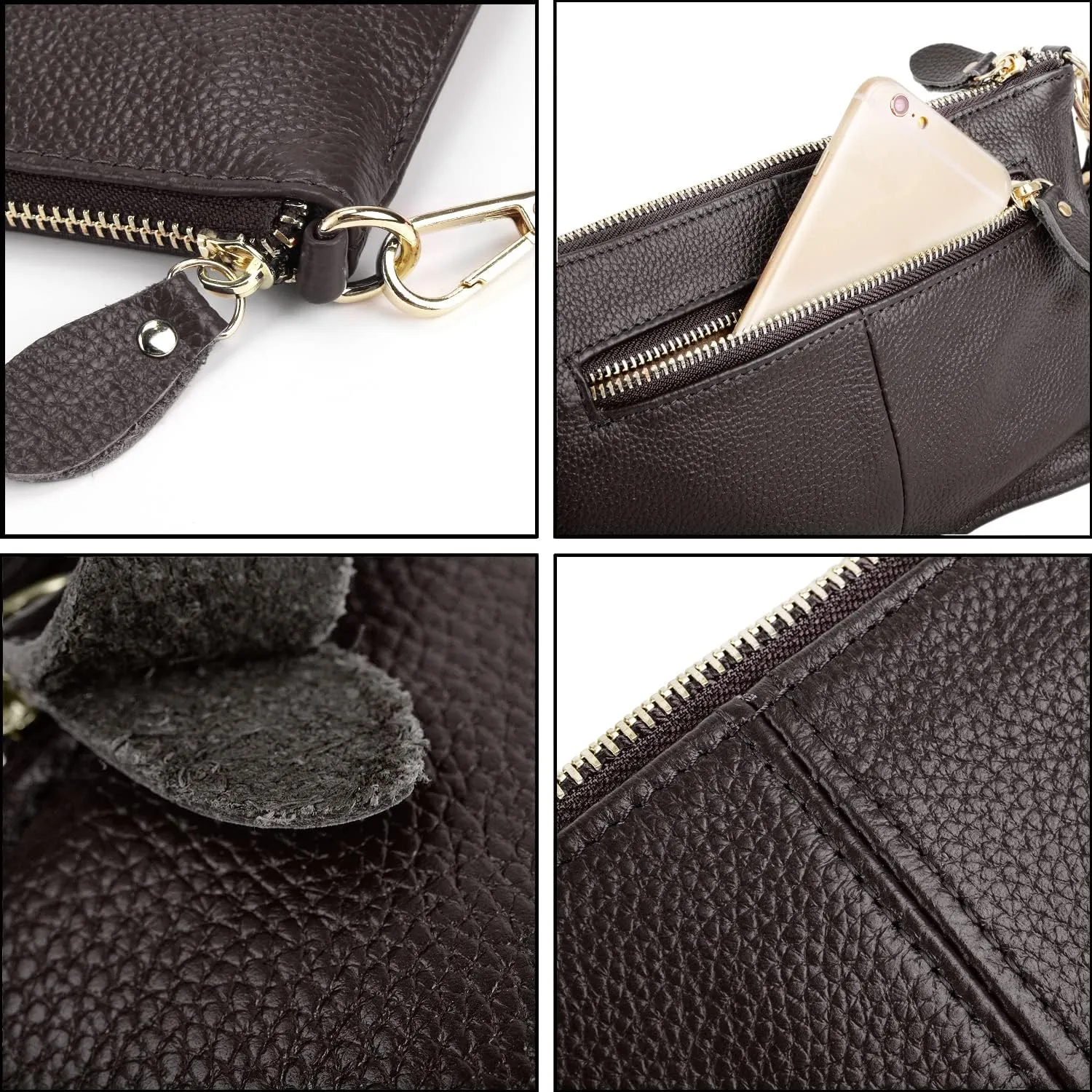 YALUXE Genuine Leather Wristlet Handbags Purses Cell Phone Pocket Clutch Wallet Crossbody Bags for Women