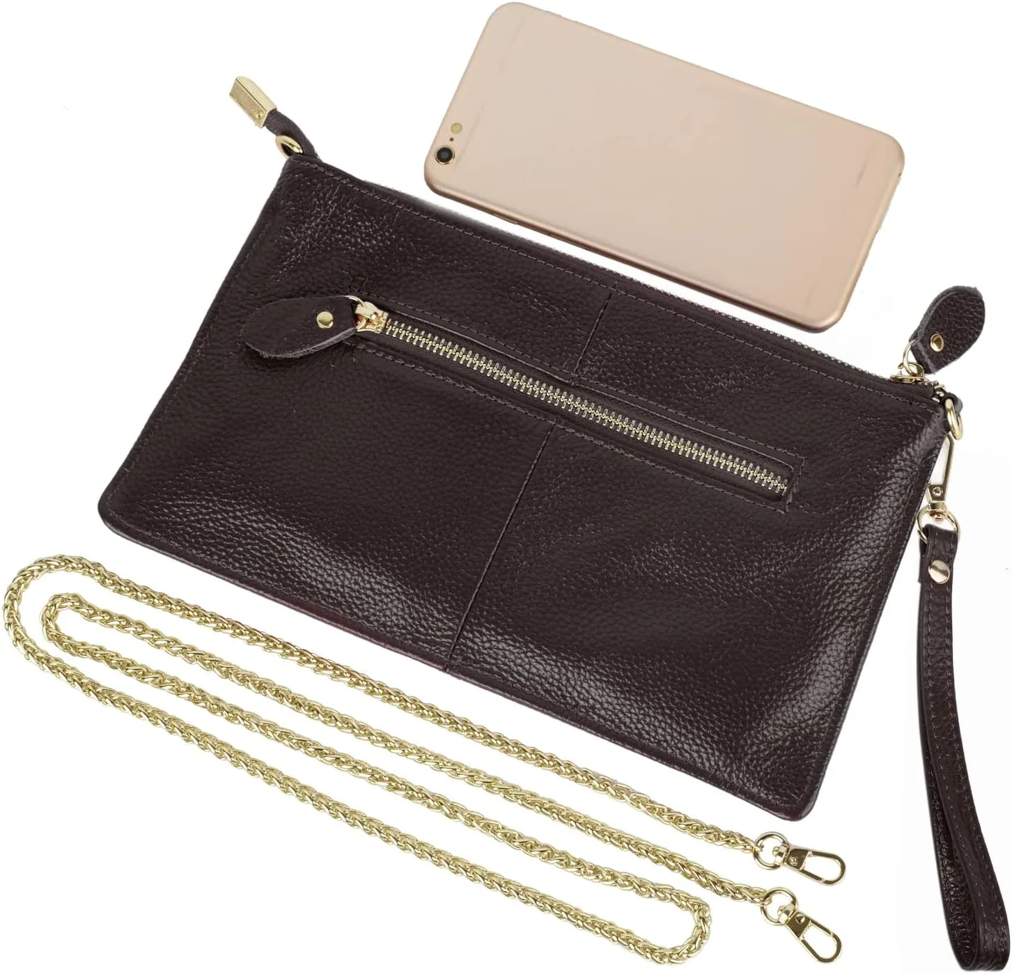 YALUXE Genuine Leather Wristlet Handbags Purses Cell Phone Pocket Clutch Wallet Crossbody Bags for Women
