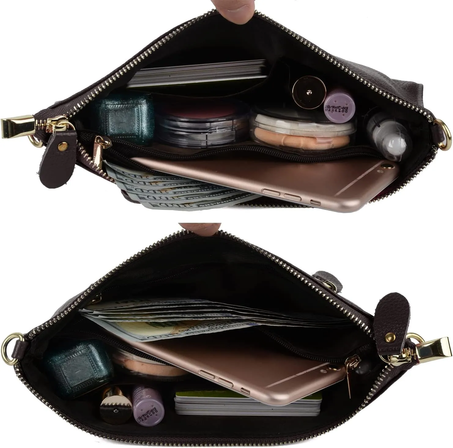 YALUXE Genuine Leather Wristlet Handbags Purses Cell Phone Pocket Clutch Wallet Crossbody Bags for Women