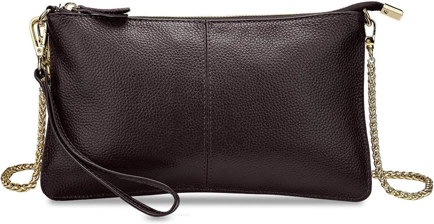 YALUXE Genuine Leather Wristlet Handbags Purses Cell Phone Pocket Clutch Wallet Crossbody Bags for Women