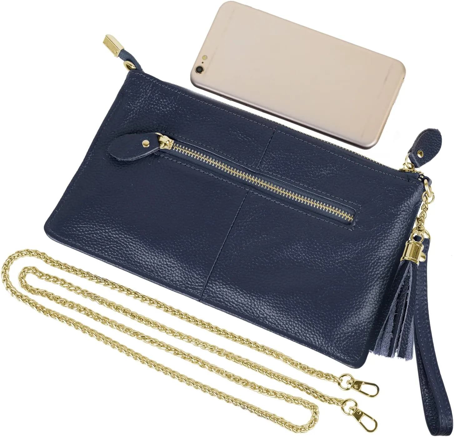 YALUXE Genuine Leather Wristlet Handbags Purses Cell Phone Pocket Clutch Wallet Crossbody Bags for Women