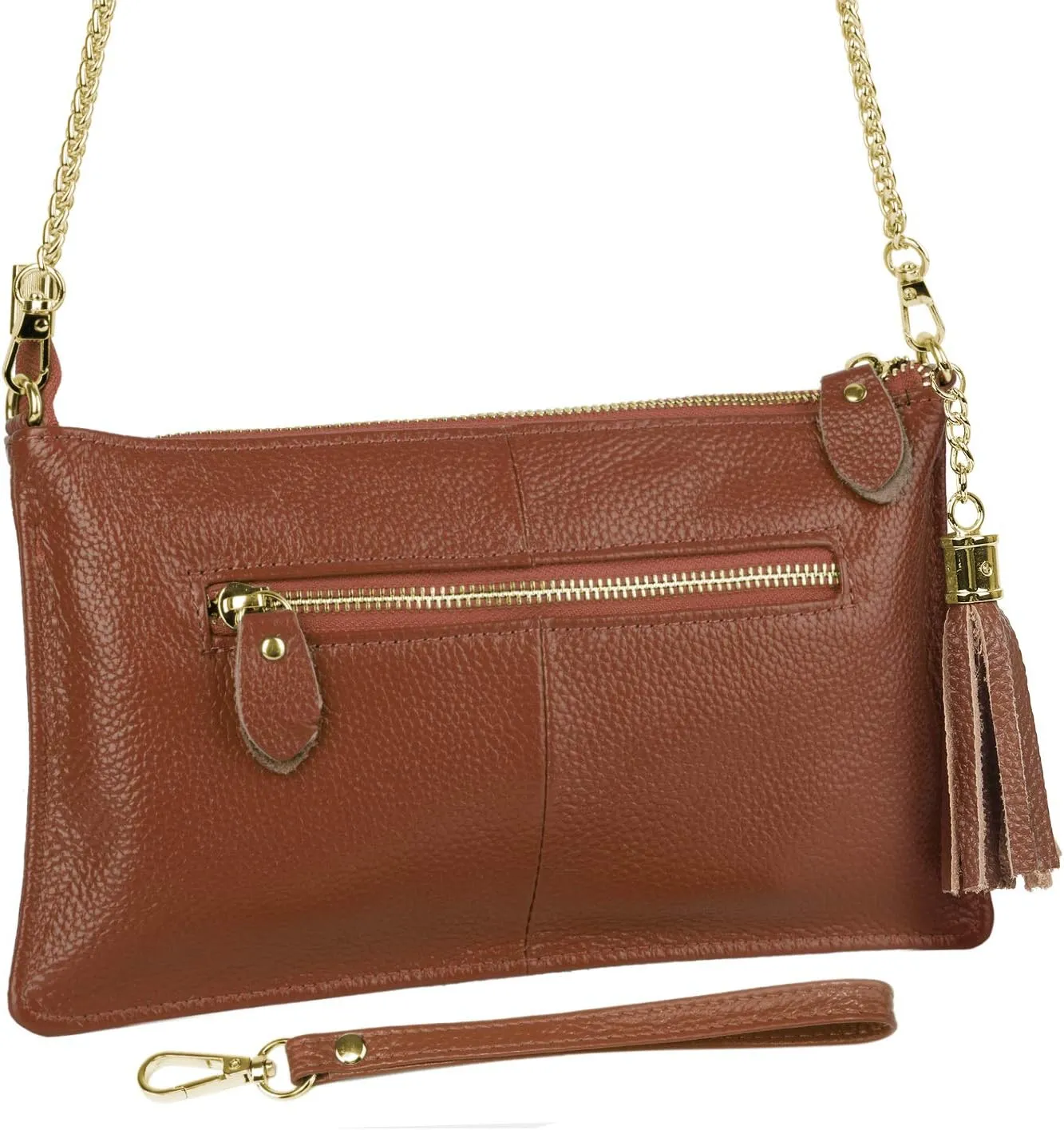 YALUXE Genuine Leather Wristlet Handbags Purses Cell Phone Pocket Clutch Wallet Crossbody Bags for Women
