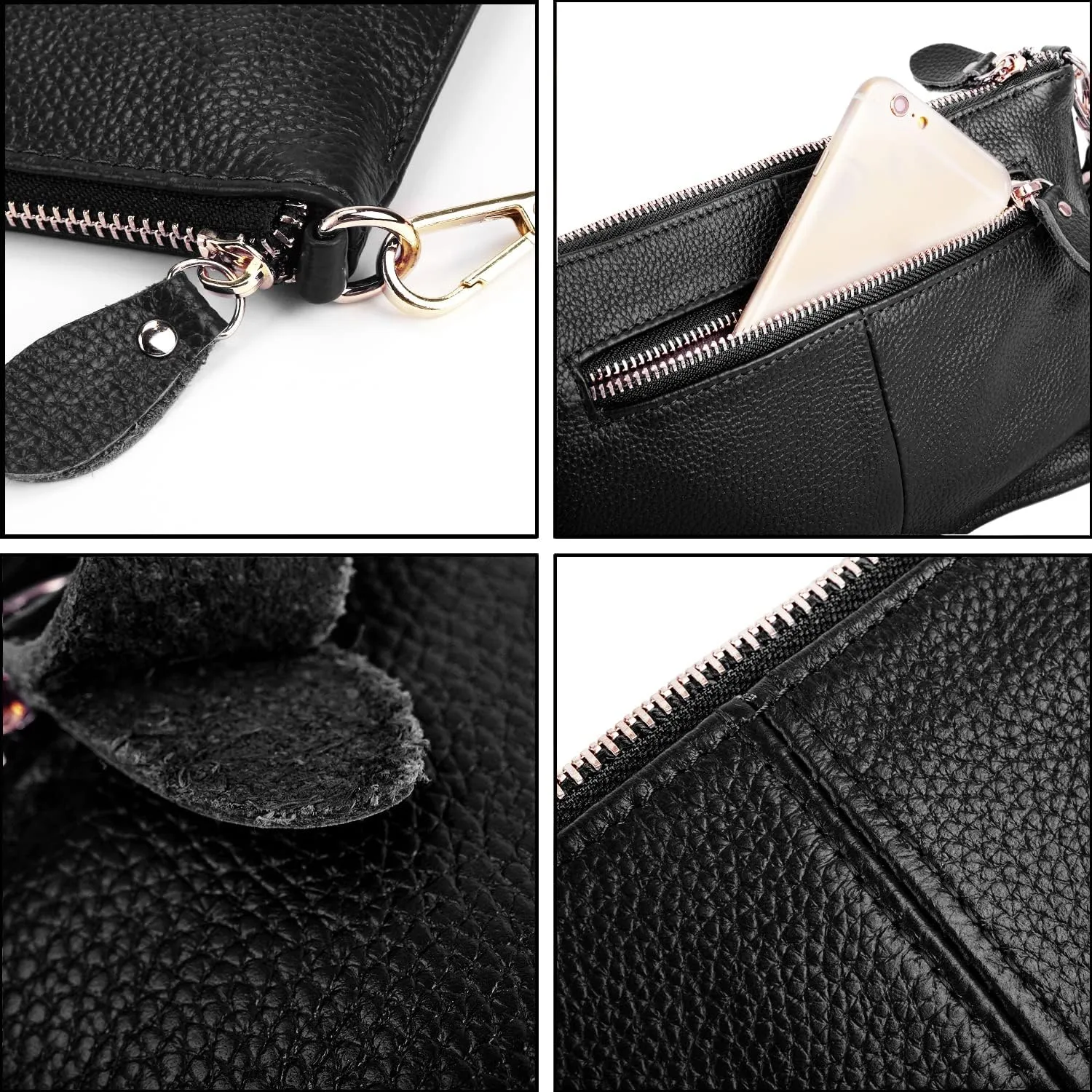 YALUXE Genuine Leather Wristlet Handbags Purses Cell Phone Pocket Clutch Wallet Crossbody Bags for Women