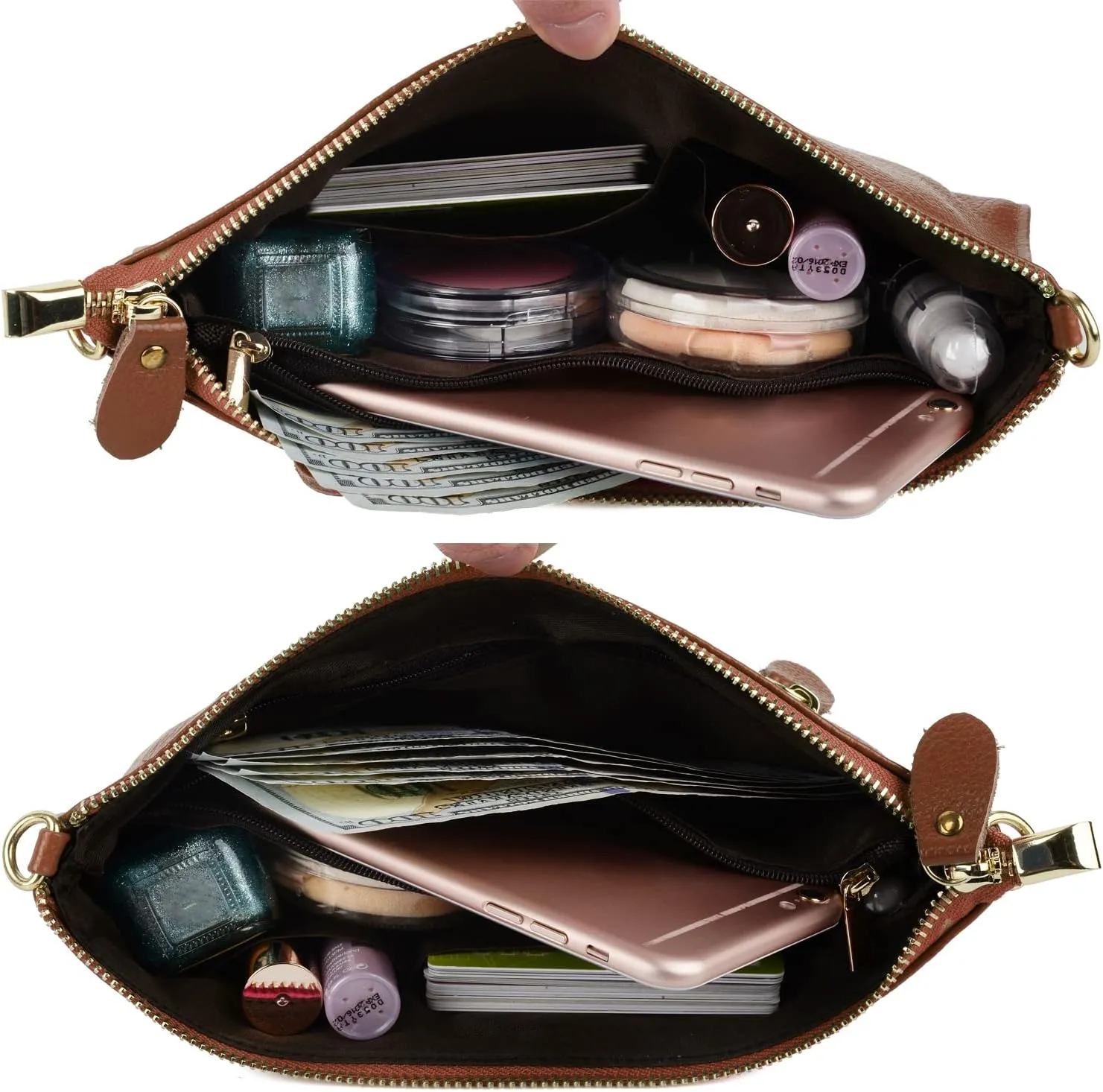 YALUXE Genuine Leather Wristlet Handbags Purses Cell Phone Pocket Clutch Wallet Crossbody Bags for Women