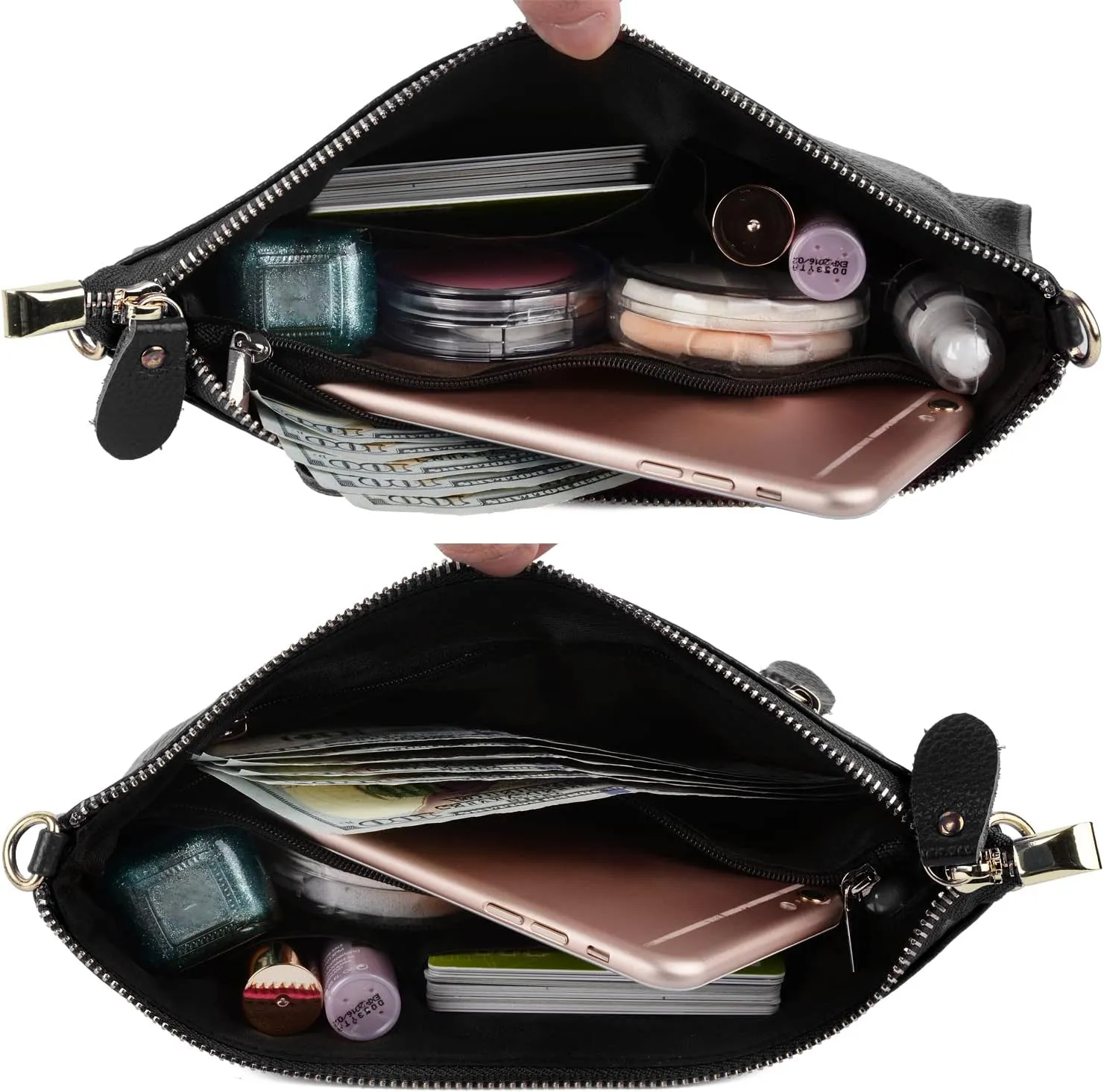 YALUXE Genuine Leather Wristlet Handbags Purses Cell Phone Pocket Clutch Wallet Crossbody Bags for Women