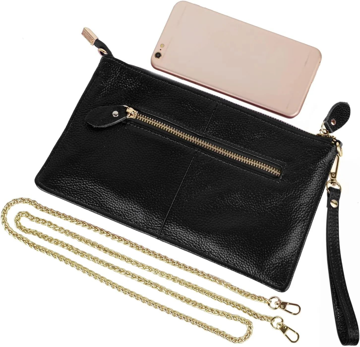 YALUXE Genuine Leather Wristlet Handbags Purses Cell Phone Pocket Clutch Wallet Crossbody Bags for Women