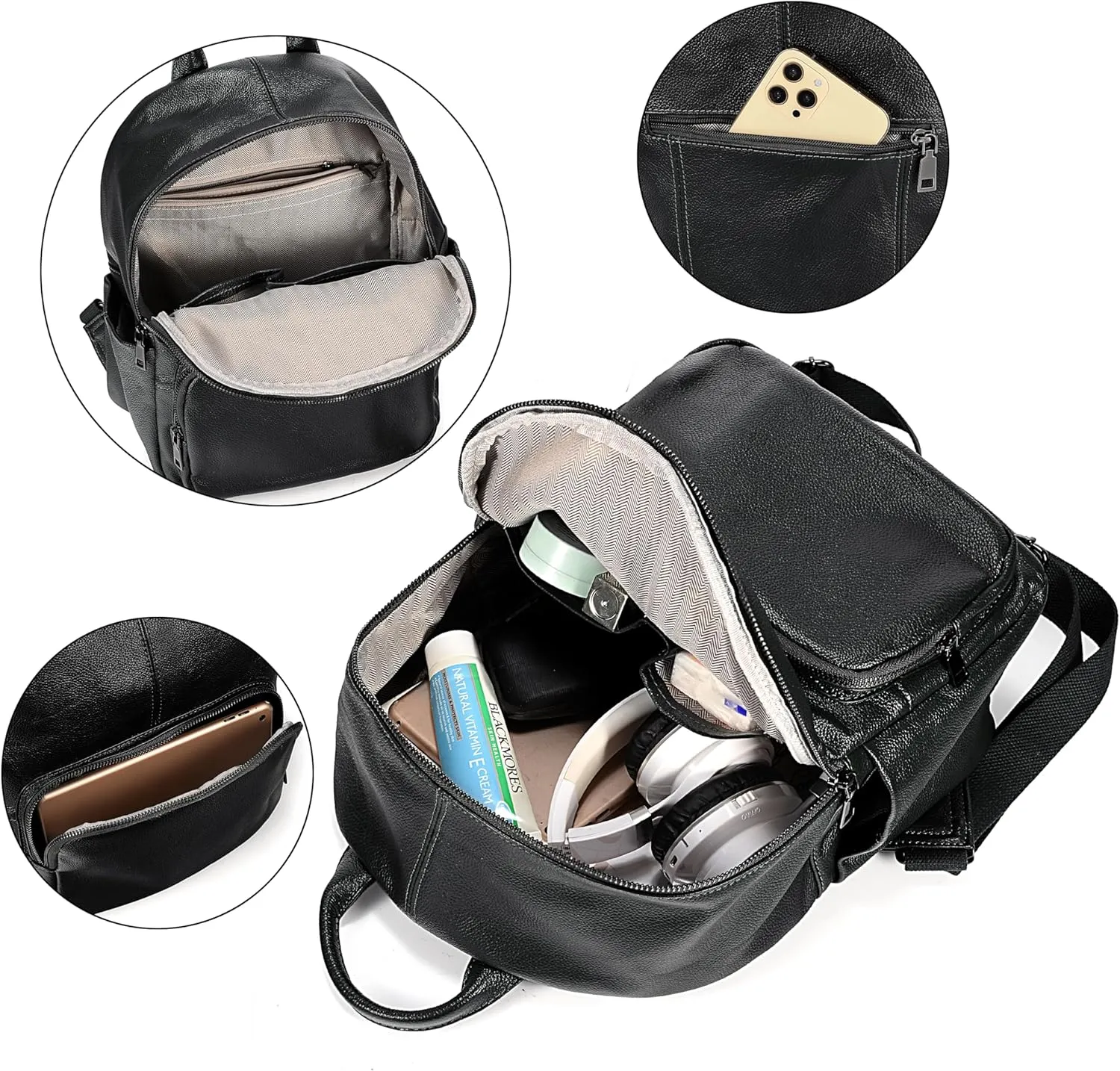 YALUXE Women's Real Leather Backpack Purse Convertible Shoulder Bag Versatile Daypack