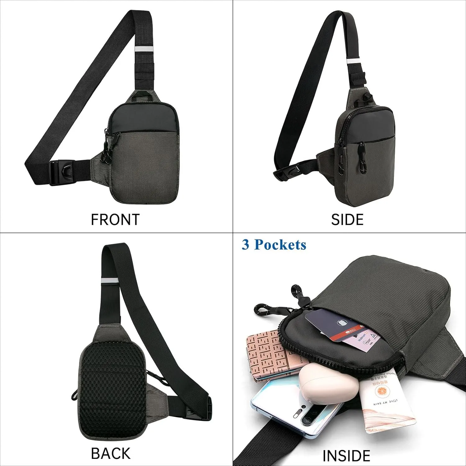 YAMEIZE Mini Crossbody Sling Bag - Trendy Small Chest Bag with Adjustable Strap for Men Women Multipurpose Daypack