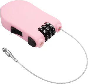 YAODHAOD Combination Cable Lock, Retractable Steel Cable Luggage Lock with 39inch Retractable Steel Cable 3 Digit Combination Lock Travel Bike Helmet Snowboard Lock (Pink)
