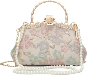 YeBon Retro Shoulder Chain Messenger Clutch Chinese Style Embroidered Jacquard Women's Evening Bags