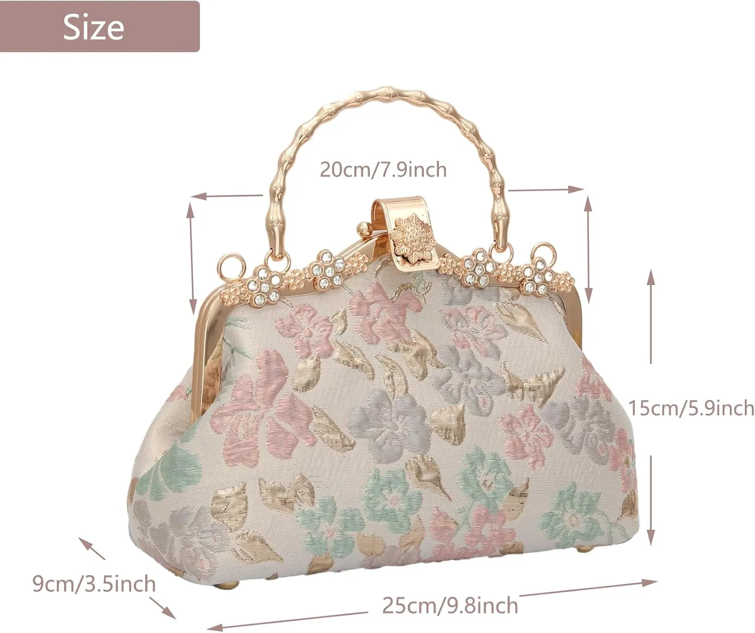 YeBon Retro Shoulder Chain Messenger Clutch Chinese Style Embroidered Jacquard Women's Evening Bags