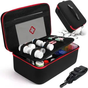 Yewltvep Pill Bottle Organizer, Medicine Organizer Box, Travel Medicine Bottle Organizer Storage, Hard Shell First Aid Case, First Aid Box Empty for Emergency Medication, First Aid Bags (Case Only)