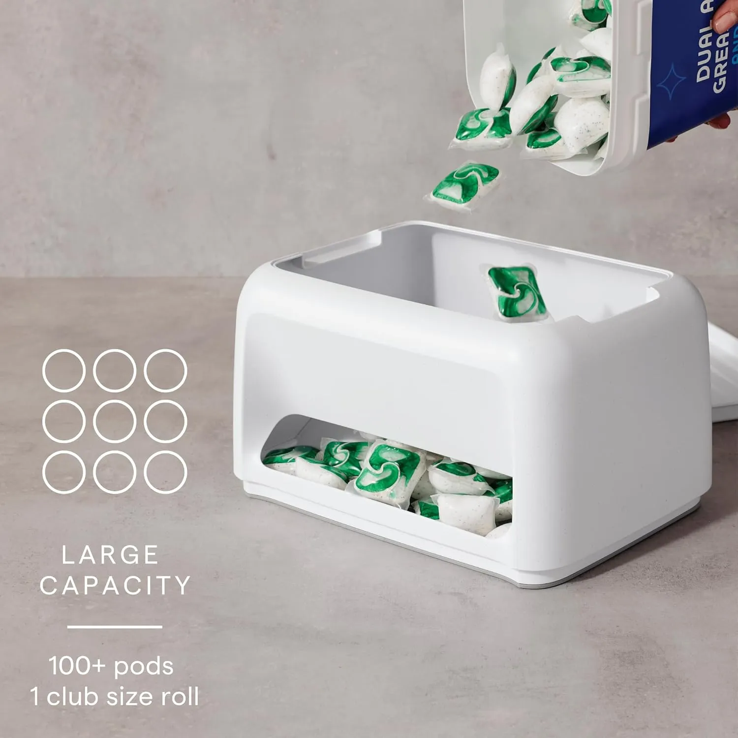 YouCopia SinkSuite Bag & Pod Dispenser, Standing Garbage Bag and Dishwasher Pod Organizer with Removable Lids for Storage, Speckled White