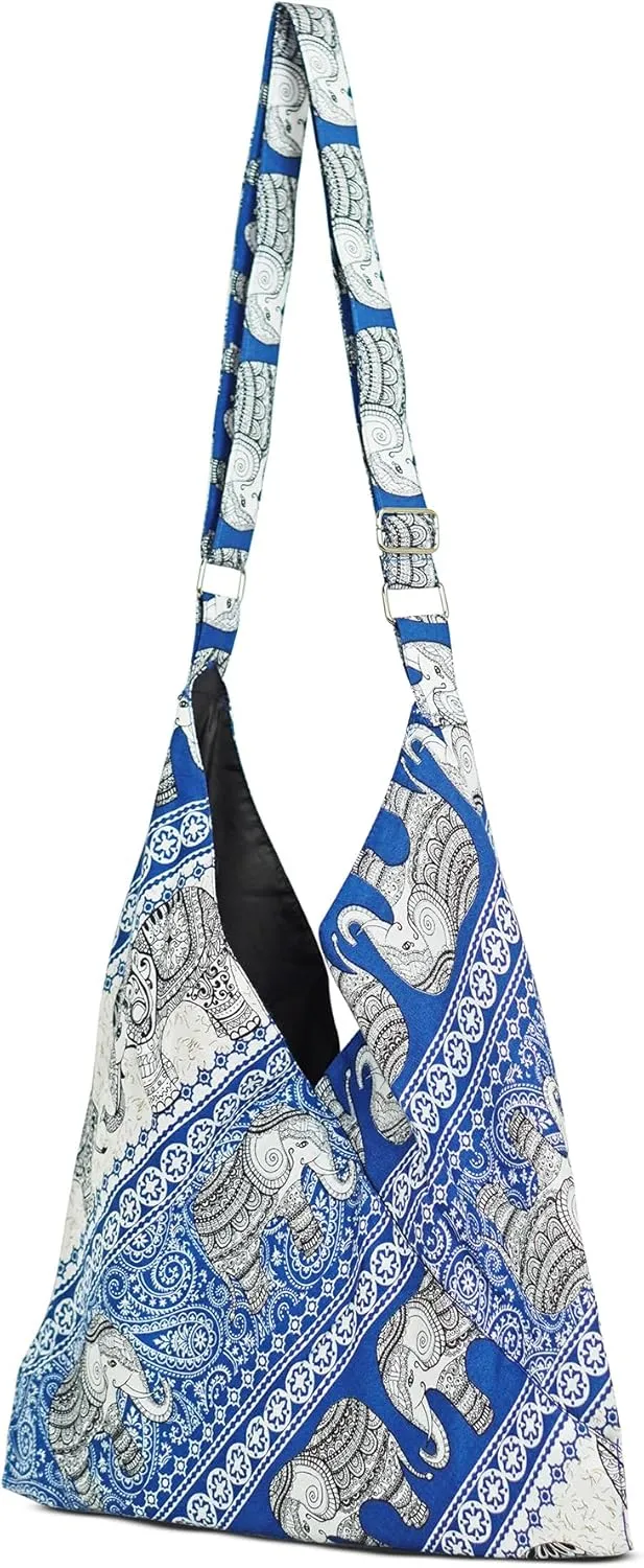Your Cozy Shopping Bag Tote Bags Crossbody Sling Travel Bag Japaness Silk Elephant Printed