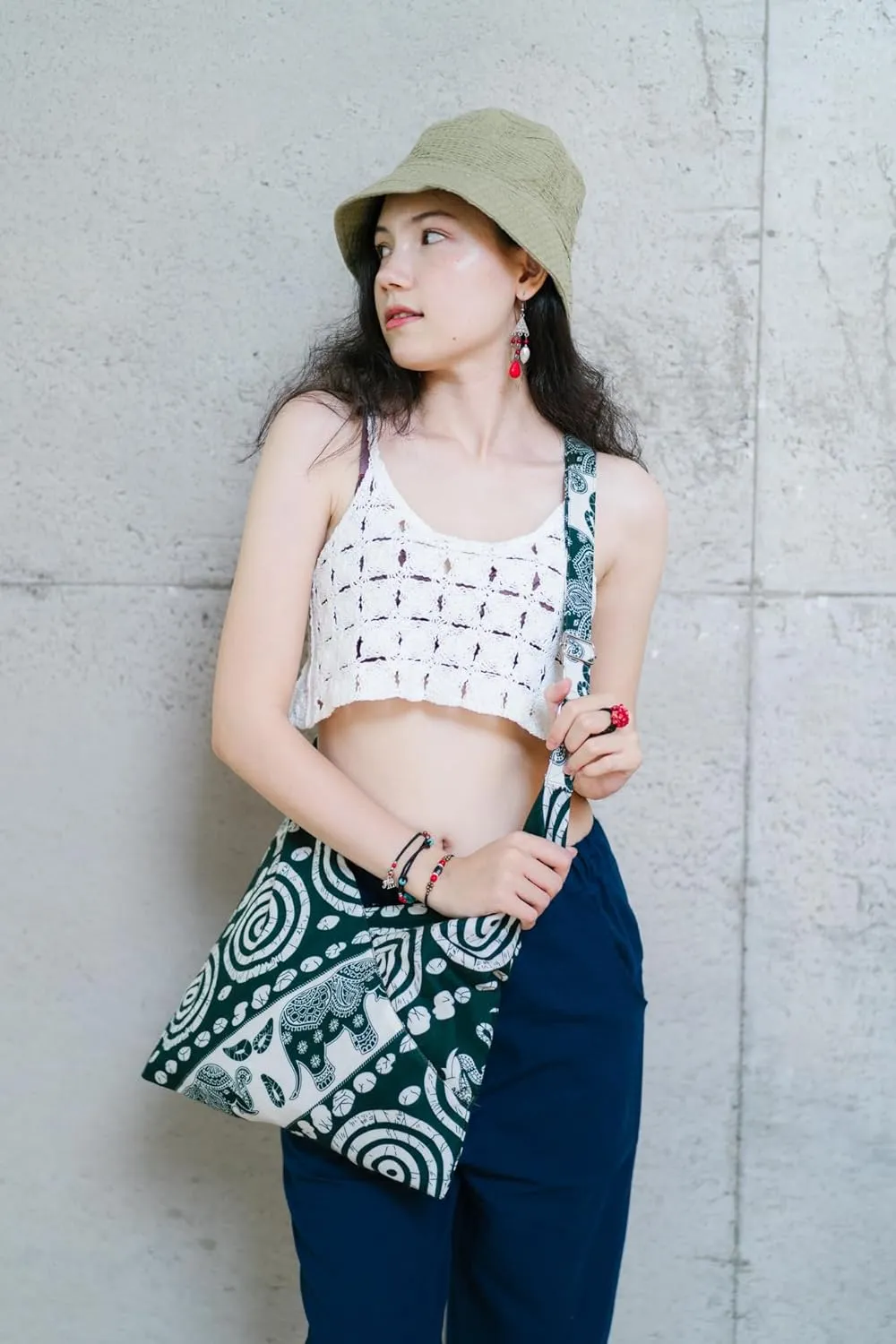 Your Cozy Shopping Bag Tote Bags Crossbody Sling Travel Bag Japaness Silk Elephant Printed
