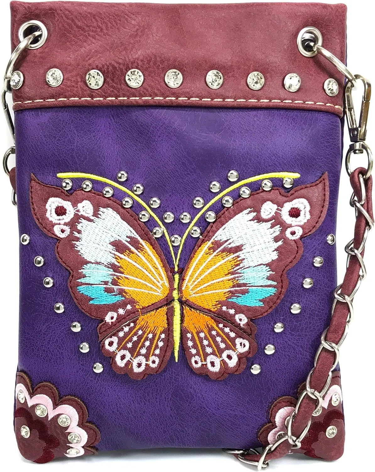 Zelris Peacock Butterfly Floral Embroidery Crossbody Small Crossbody Purse Bag