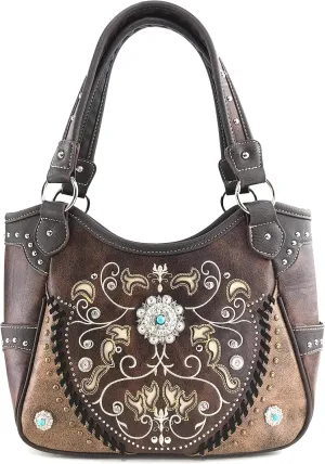 Zelris Spring Bloom Western Concho Women Conceal Carry Tote Handbag Purse