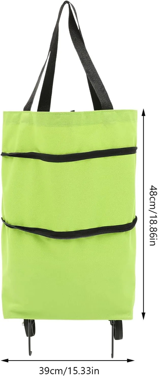 Zerodeko Dorm Room Essentials Dorm Room Essentials Collapsible Trolley Bags Folding Shopping Bag Fabric Reusable Tote Bags with Wheels for Mom Grandma Bag Laundry Bag