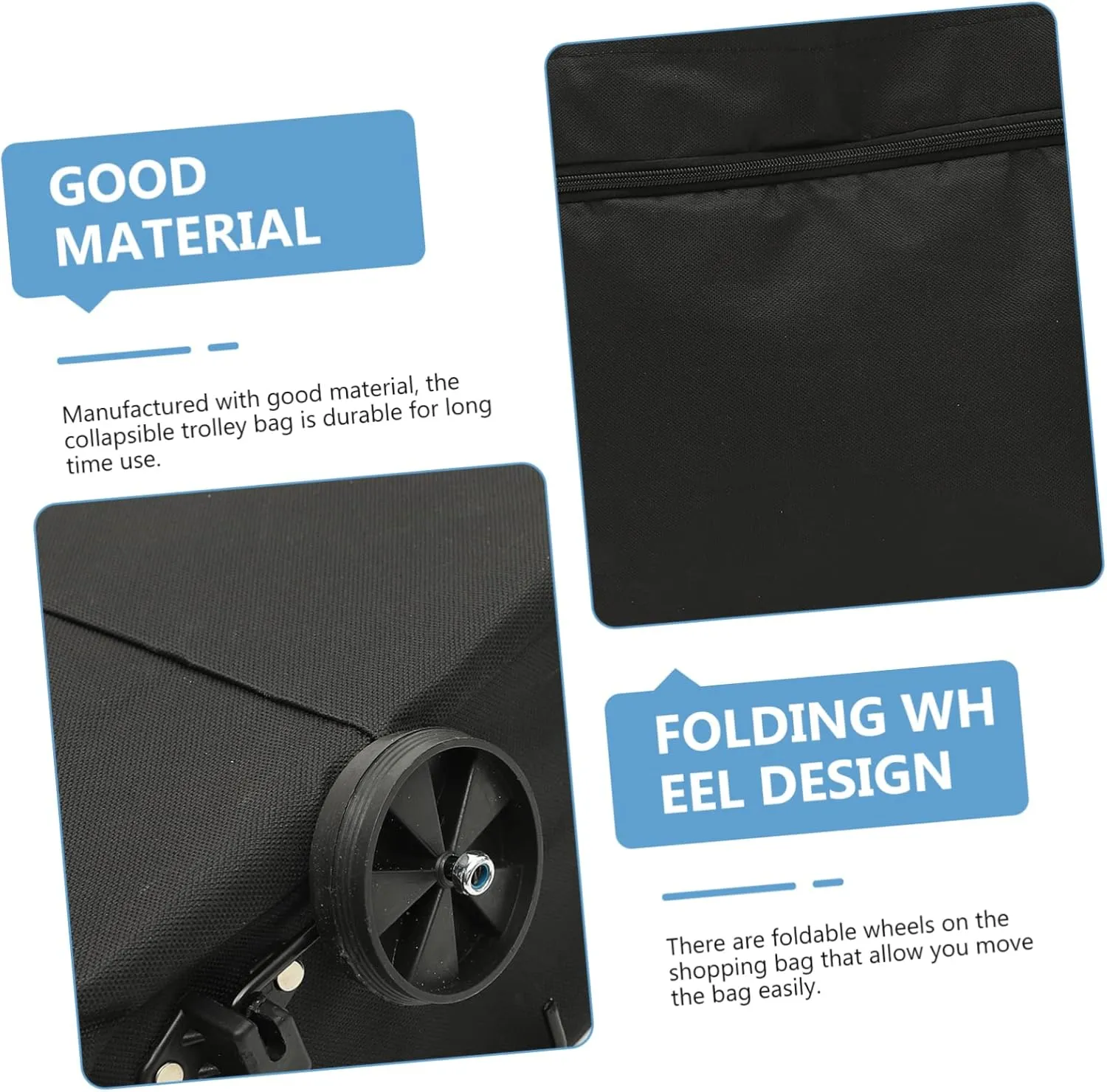 Zerodeko Reusable Grocery Pouch Wheels Foldable Trolley Bag for Shopping Travel Home
