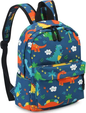 Zicac Children's Cute Canvas Backpacks Toddler Backpack (M, Blue Dinosaur)